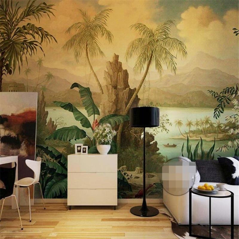 3D Wallpaper Retro Tropical Rain